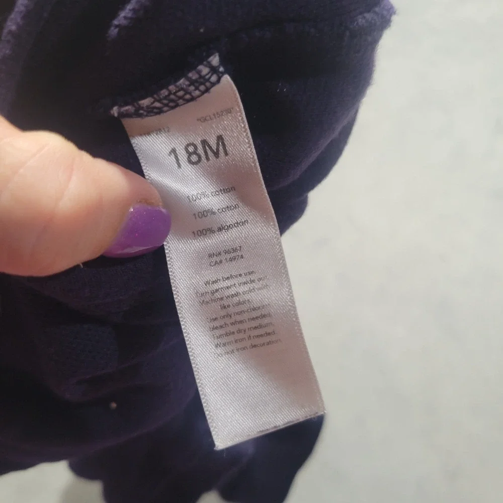 OshKosh‎ B'gosh Polo Bodysuit Kids 18M Navy Blue Solid Short Sleeve Pique Cotton